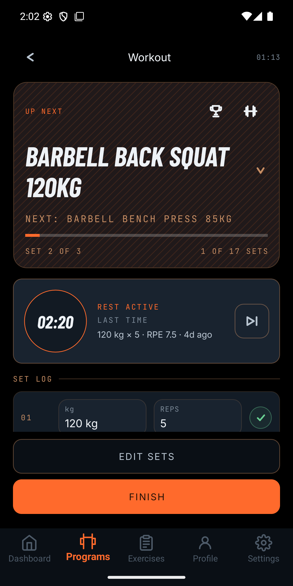 LiftLab active workout tracker